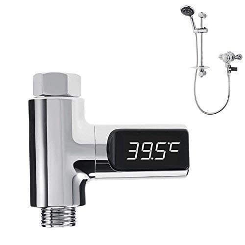 LED Shower Water Thermometer,LED Digital Shower Temperature Display(0℃-85℃) Water Thermometer Monitor Self-Powered by Water flow generator,1/2 Nut is suitable for most of shower head (2)