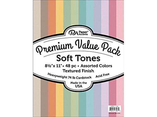 Accent Design Paper Accents Premium Cdstk Pk 48pc AST Texturd Cardstock 8.5x11 Textured SoftTones, 8.5" x 11"