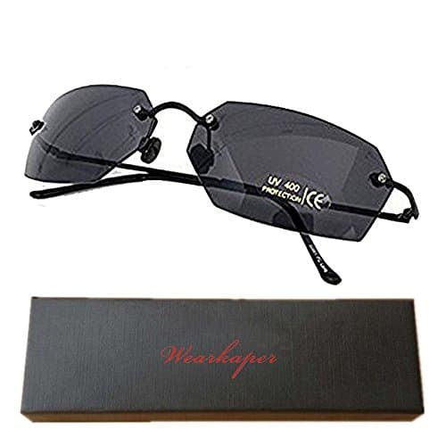 Rimless Vintage Matrix Style Polarized Driving Sunglasses Men
