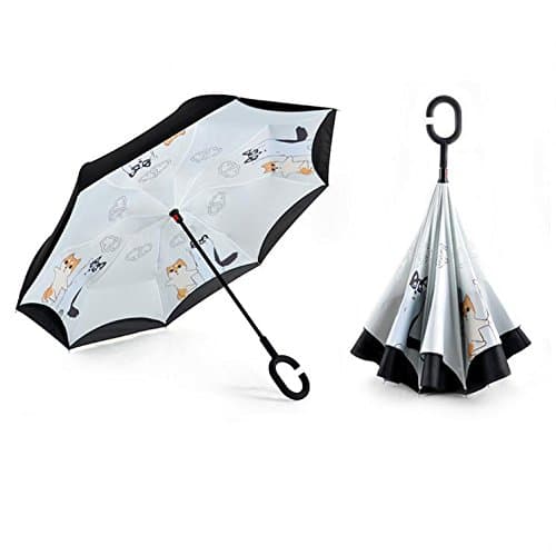 PERETEAE Inverted Umbrella, Double Layer Anti-UV Reverse Umbrella for Car Rain Outdoor (Akita two ha)