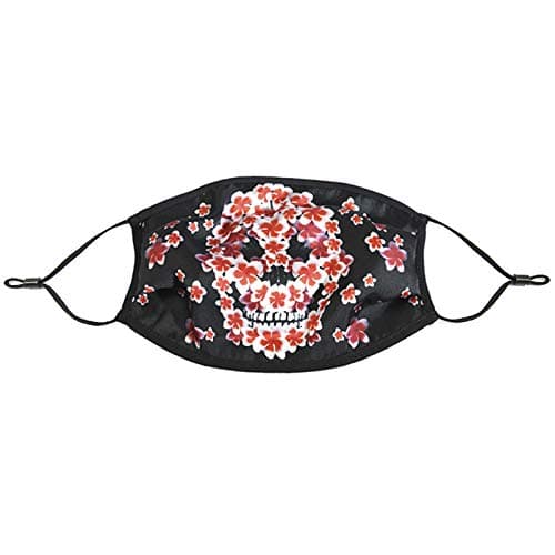 Sakura Skull Silk Mask Half Face Mouth-Muffle 2 Layer Fashion Motorcycle Fashion For Girls Woman Chic Sun Protection Outdoor Light breathable mysterious Fashions