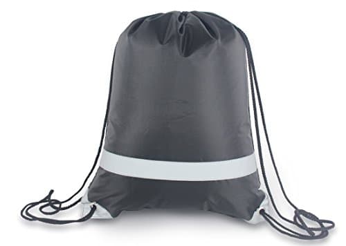 NAVO Drawstring Bag for Gym, Cinch Backpack with Reflective Safety Strap on Front, String Backpack ❤(Black）