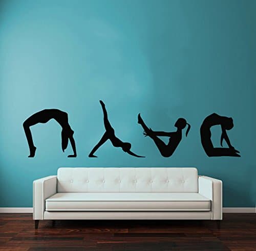 Wall Decor Vinyl Decal Sticker Home Interior Design Dancer Sport Girl Exercises Yoga Pilates Fitness Gym Living Room Bedroom Kids Room Decor Kg760
