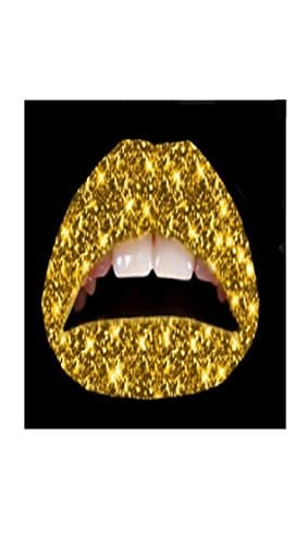Violent Lips Glitter Sequin Sparkle Tattoo Lipstick Appliques Gold - Pack of 3