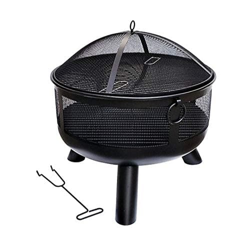 Large Steel Tapti Log Burner/Fire Pit with BBQ Grill Set, Spark Guard Lid & Hand Tool (Tall Garden Patio Heater, Chimenea BBQ Chiminea)