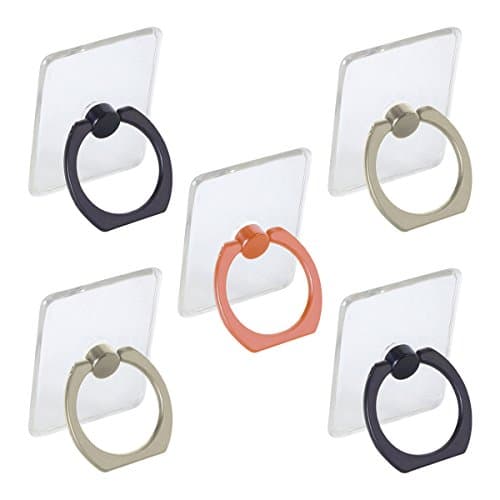 Clanocy Transparent Cell Phone Ring Holder,Adjustable 360° Rotation and 180°Flip Finger Ring Stand for iPhone X 8 7 6 Plus and Almost All Colored Cases (2 Black + 2 Silver+1 Rose)