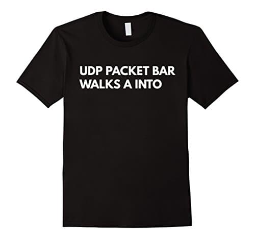 Men's UDP Packet Bar Walks A Into Funny Meme T-Shirt Small Black