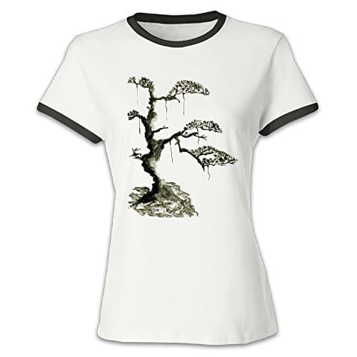 Color-blocking Tshirt Pine Chinese Style Teeshirt For Female