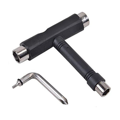 Kangna All-In-One Skate Tools T-Tool - Multi-function Portable Skateboard T Tool Accessory with T-type Allen Key and L-type Phillips Head Wrench Screwdriver for Sockets for wheels, trucks, and hardwar