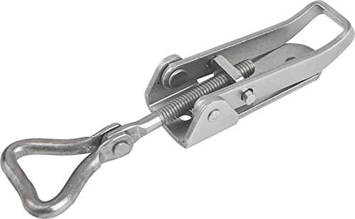 Kipp 05550-1421122 Stainless Steel Adjustable Latch with A Movable Hook Clamp, 156.1" Height, Style A, Natural Finish, 1000 N Holding Force, Metric