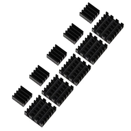 Modpion 10Pcs Black Aluminum Heatsink Cooler Cooling kit for Raspberry Pi 3,Pi 2,Pi Model B+
