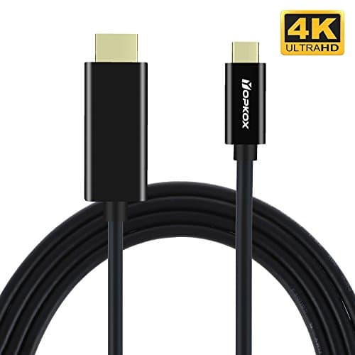 Type-C/USB C to HDMI displayport Cable,AV/TV Video Adapter 5.9FT (4K@60Hz)[Black,Thunderbolt 3 Compatible] for Apple Macbook Pro,Samsung S8 Plus Note 8,Huawei Mate 10,HTC 10,Nexus 5X 6P,Google Pixel