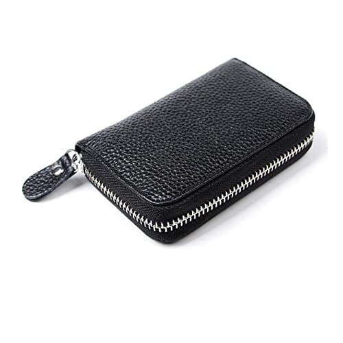 Leather ID Holder Credit Card Holder+RFID Blocking for Men's Women's
