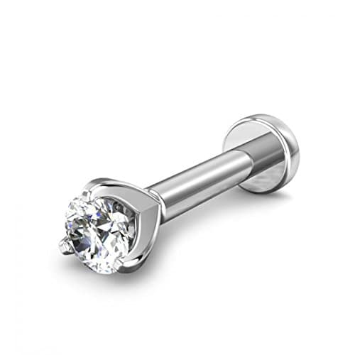 Candere 0.07 ct 18K Solid White Gold Diamond Nose Stud for Women 3.07 mm (IGI Certified)