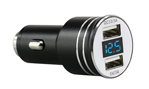 YEHTI FANG Fast Micro Dual USB Battery Charger with LCD Display (lights up) and Emergency Hammer - Car &amp; Auto Interior Cell Phone Accessories Samsung iPhone 7 6s Plus Galaxy S7 S6 Edge Note 4 5 lg