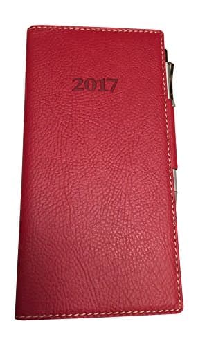 2017 Weekly Classic Pocket Red Bonded Leather With Pen Engagement Calendar/planner