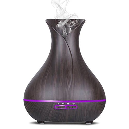 Aroma Essential Oil Diffuser Aromatherapy 400mL Ultrasonic Cool Mist Aroma Diffuser with Waterless Auto Shut-off 7 color LED lights for Bedroom Living Room Spa Baby (400ml, Dark)