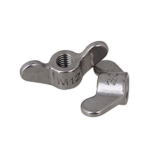 Ewead, Silver M12 304 Stainless Steel Precise Casting Wingnut Butterfly Nuts Fastener Wing Screw Nuts 2pcs