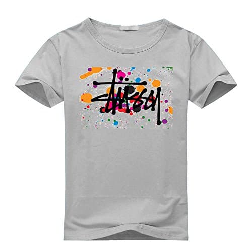 Stussy Logo For Men's Printed Short Sleeve Tee Tshirt Medium Gray