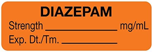 United Ad Label Anesthesia Label, Diazepam mg/mL, 1-1/2" x 1/2", Orange - 610 Label per Roll