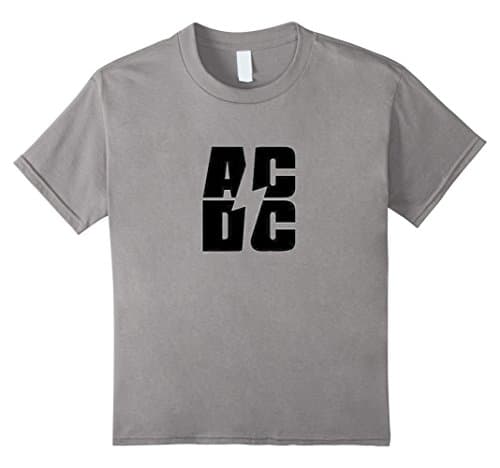unisex-child Cool T-shirt featuring the war between Ac and Dc power 6 Slate