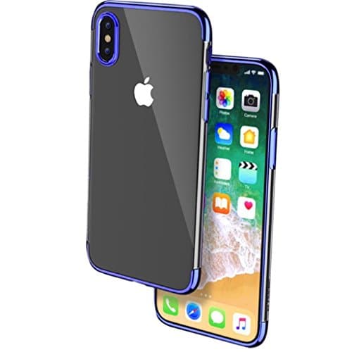 iPhone X Case Luxury Plated TPU Shinning Plating Design Shock Absorption Protective Cover Scratch Resist Wireless Charging Support Transparent Thin Ultra Slim