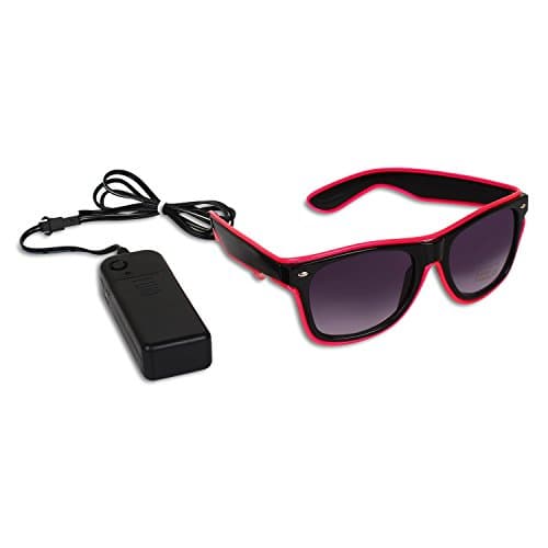 Catchin24 Light Up Illuminated Neon El- Wired LED Flashing Glow Goggles Rave Party Sunglasses With UV Protection - Pink