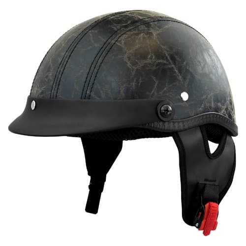 Vintage Leather Motorcycle 1/2 Helmet - DOT Approved - PU Leather ( Adult - Medium )