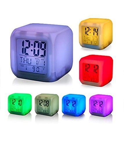 Angel Bear 7 Colour Changing LED Digital Alarm Clock with Date, Time, Temperature for Office Bedroom