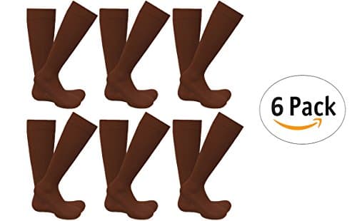 Unisex All-Day Comfort 6-Pack Compression Socks (L/XL, Brown)