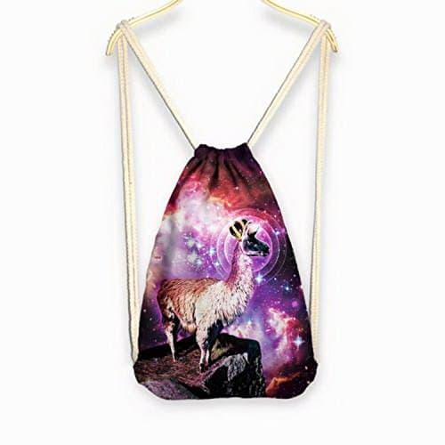 Pixel backpack - 2016 Womens Galaxy/Cat/Unicorn 3D Print Rope Backpack Bucket Canvas Bags Satchel style Elk King