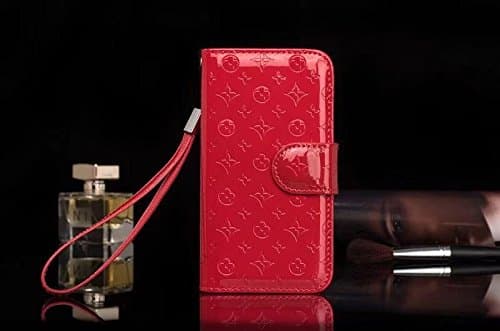 For apple iphone 5 6 s 7 8 plus X 10 Luxury Famous Deluxe Monogram Flowers Grid Leather Flip Filo Wallet Bag Card Cash Case Cover S (Red, For iphone 7 plus and 8 plus)