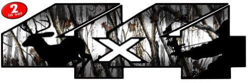 4x4 snow camo bow hunter vinyl decal 5"x15" set of 2 hunting sticker for truck SUV
