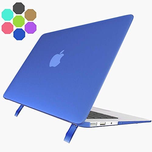 Alope Macbook Air 13 Inch Hard Cover Case with Fold Feet for Apple Macbook Air 13 -Model: A1369 and A1466 (Dark Blue)