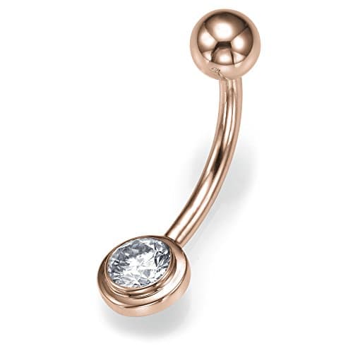 Gorgeous 0.32 ct I SI1 Diamond Belly Button Piercing Ring Screw Ball Rose Gold 27640277