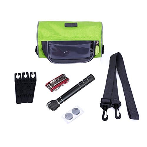 Premium Bicycle Survival Repair Kit – Compact &amp; Waterproof Handlebar Bag With Clear &amp; Touchable Design, Multi-Function Tire Repair Set, Handy Mini-Pump &amp; Patch Tool, Amazing All-In-One Bike Solution