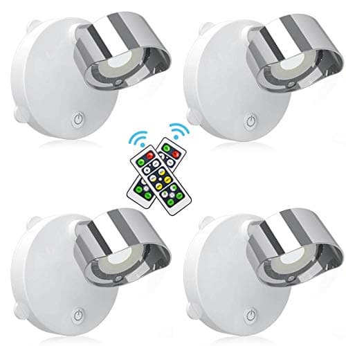 SUNVP Wireless Spotlight LED Battery Operated Dimmable Stick on Accent Lights Art Lights for Paintings Mini Puck Cabinet Lights (Cold White 6000k, 4 Pack)