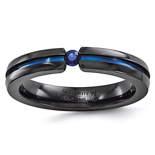 Edward Mirell Black Ti Sapphire & Blue Anodized 4mm Band
