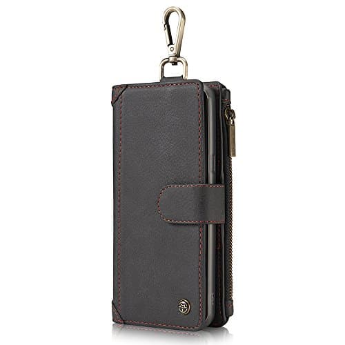 Samsung Galaxy S8 Plus Case Wallet Phone Case Flip Cover Magnetic Detachable Case with Card Slots Grey