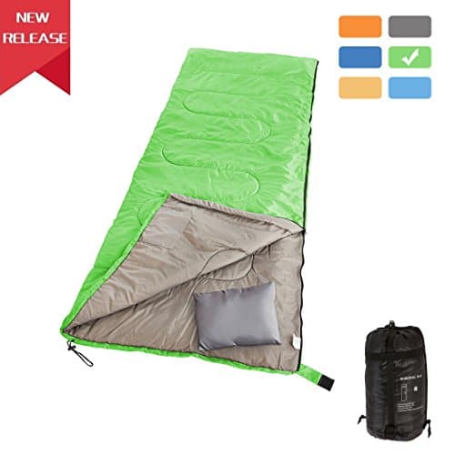 RUBEDER Sleeping Bag - Lightweight Portable, Waterproof, Comfort With Compression Sack - Great For 3 Season Traveling,Camping,Hiking Sleeping Bag （Grass Green，Envelope）