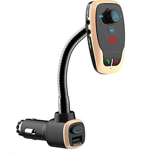 ENGREPO Wireless Bluetooth FM Transmitter Radio Adapter Car Kit with 5V/2.1A Dual USB Car Charger, Support USB Flash Drive
