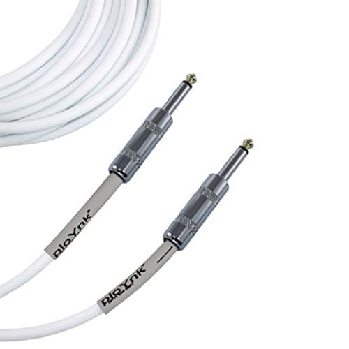 Ploynk 1/4 to 1/4 mono TS Instrument Straight Patch Cable 9 FT foot long White