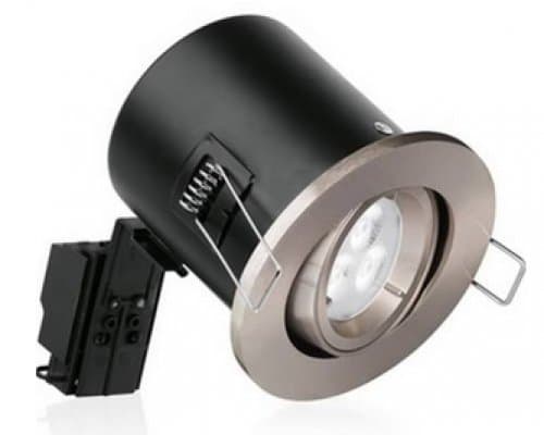 10 x Aurora Enlite GU10 Compact Fire Rated Downlight Tilt Satin Nickel