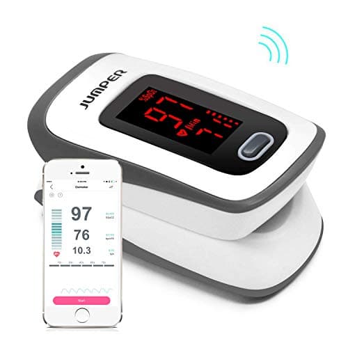 Bluetooth Pulse Oximeter, HD LED DisplayFingertip Pulse Oximetry with Perfusion Index, Pulse Rate Monitor Blood Oxygen Saturation Sensor Include Batteries