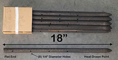 Steel Stakes Round with Holes for Concrete Forms 3/4" Diam. X 18" Length - Pack of 10