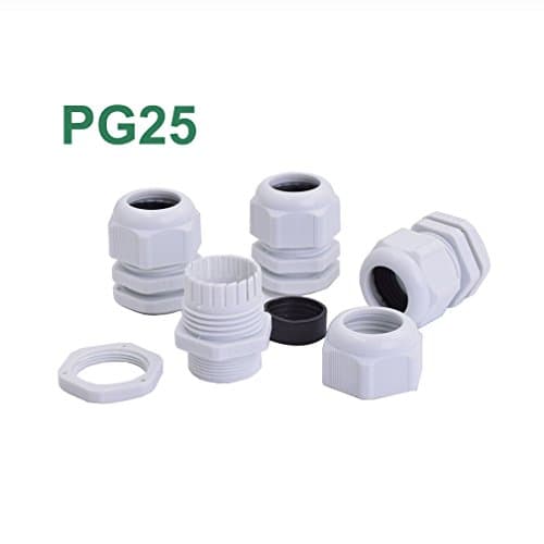 50pcs/lot PG25 Waterproof Cable Gland Connector Black Adjustable IP68 M32 Plastic Cable Gland with Locknut For 16-21mm Wire