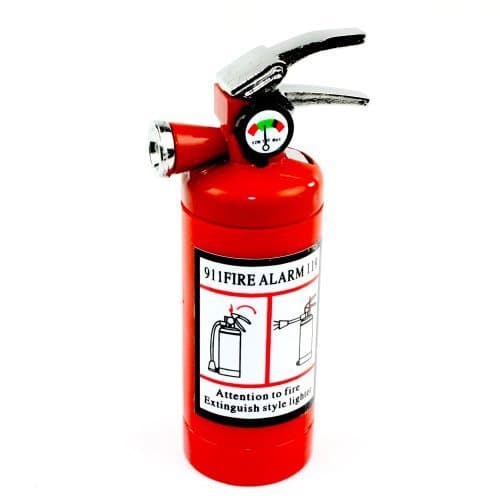 Novelty Fire Extinguisher Lighter with LED Light and Butane Refillable by Smoke Mart