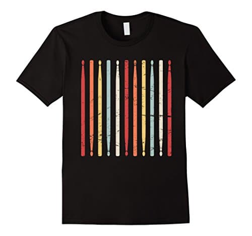 Mens Retro Drumsticks | Percussion Marching Band T-Shirt Medium Black