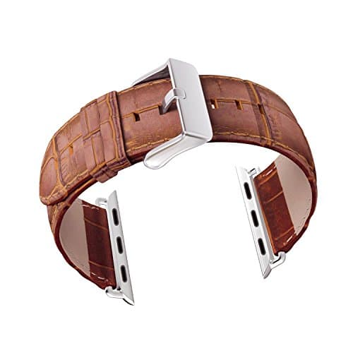 Apple Watch Band,Yogem Genuine Crocodile Pattern Leather Replacement Wrist Band Apple Watch 42mm (Brown)