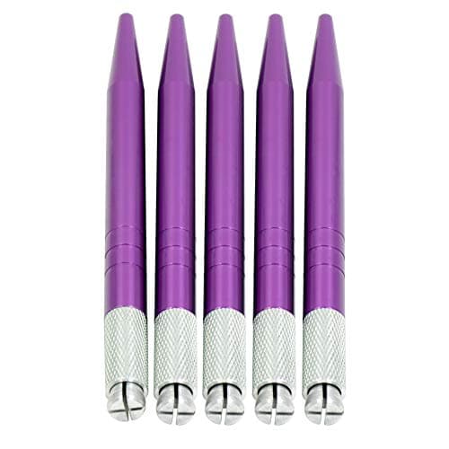 5PCS Manual Tattoo Microblading Pen, Manual Microblade Needle Holder, Tattoo Machine Eyebrow Microblading Pens for Permanent Makeup Tattoo Supplies - Purple